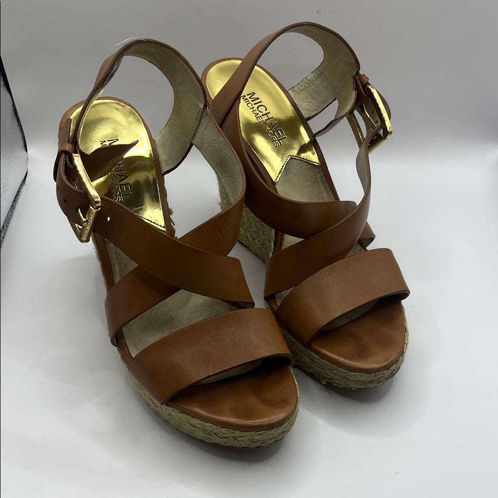 Michael Kors Tan Wedge Sandals